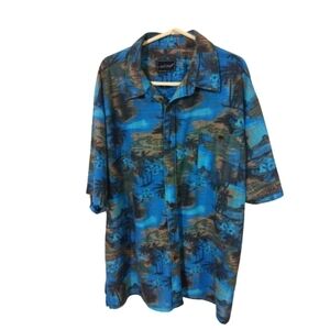 Nob Hill Casual Hawaiian Style Short Sleeved Comfy Roomy Beachy Button Down 2XL